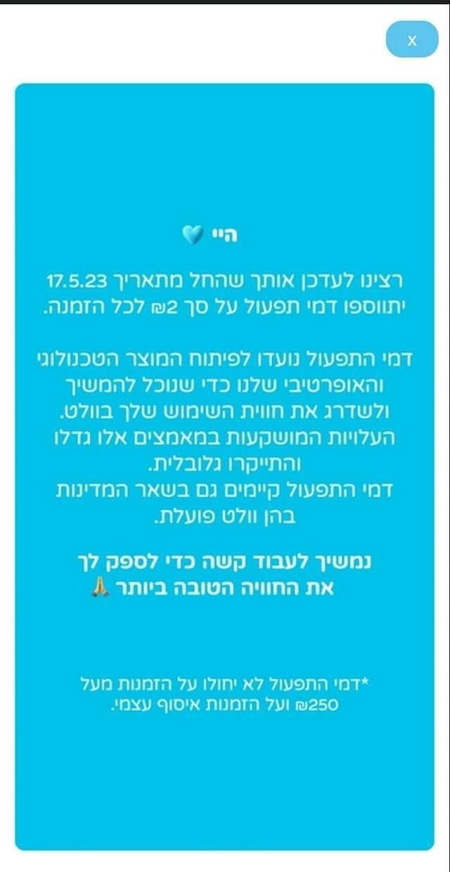 וולט מעלים מחירים